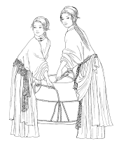 A coloring page of chinese clothing